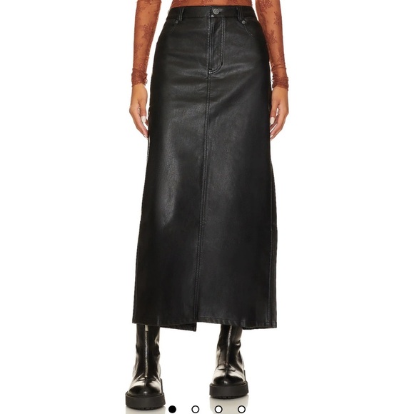 Free People City Slicker Faux Leather Maxi Skirt In Black sz 0 - Picture 1 of 7